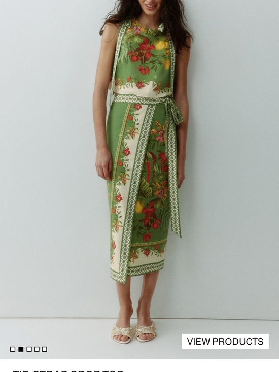 H&M Dresses & Skirts - H&M Green Floral Midi tie waist Skirt and Top - s
